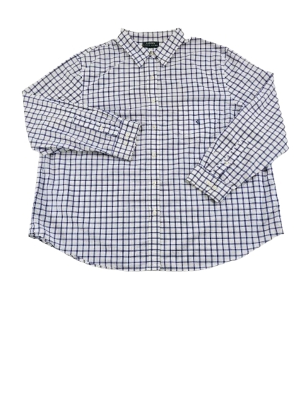 Lauren Ralph Lauren Plaid Men’s Shirt 2XL Button Up Blue White Windowpane Check
